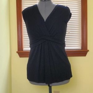 Chaus Navy Wrap Jersey Knit Top - M